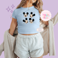 PRINTED MCKY STARS - WOMENS CROPPED RIBBED BABY TEE 10037