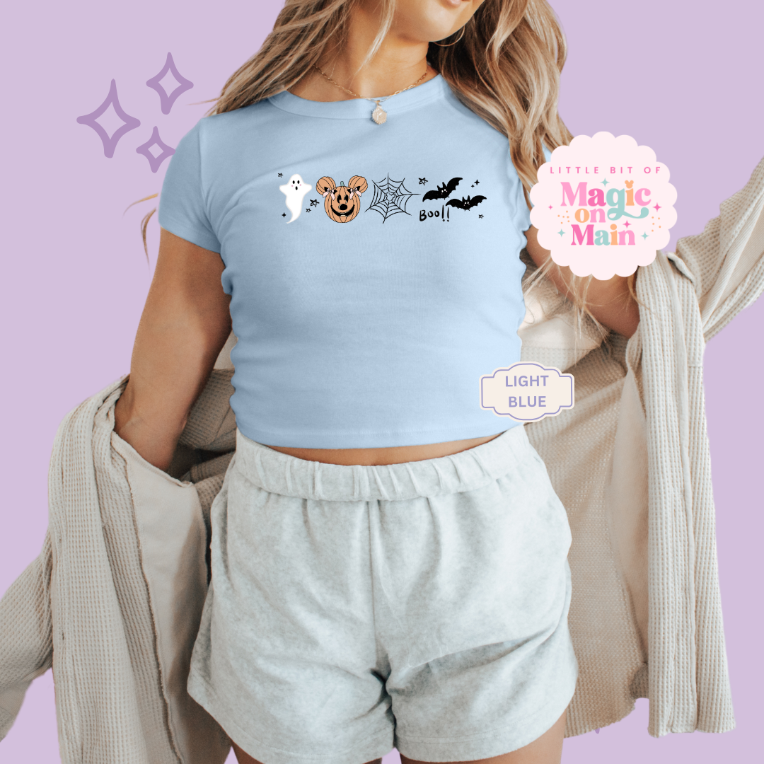 PRINTED BOO CREW - EXCLUSIVE TO MoM - WOMENS CROPPED RIBBED BABY TEE