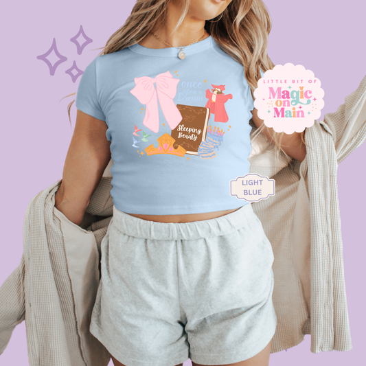 PRINTED ONCE UPON A DREAM - EXCLUSIVE TO MoM - WOMENS CROPPED RIBBED BABY TEE 10048