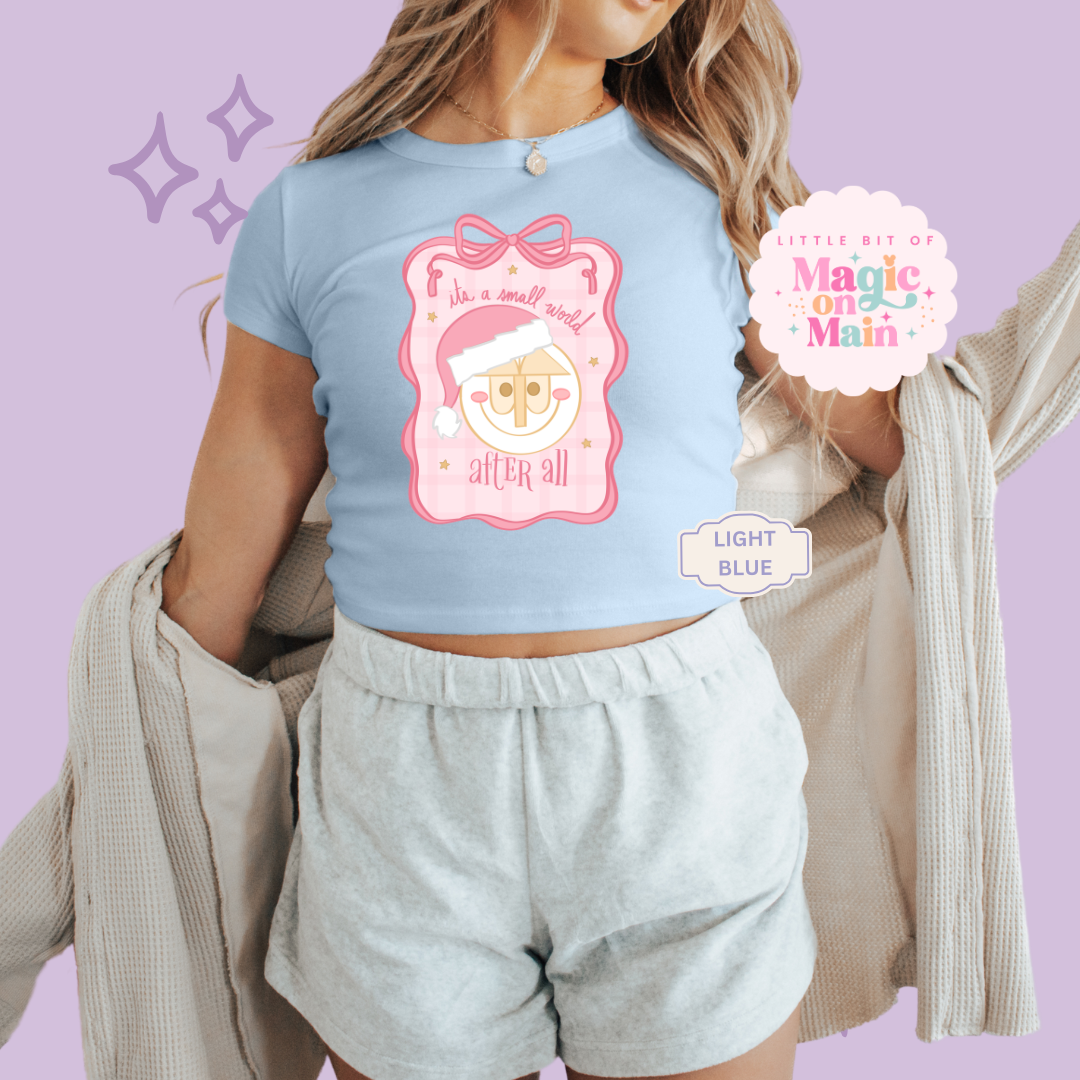 PRINTED SML WORLD COQUETTE - EXCLUSIVE TO MoM - WOMENS CROPPED RIBBED BABY TEE