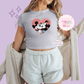 PRINTED VINTAGE HEART - WOMENS CROPPED RIBBED BABY TEE 10006