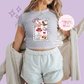 PRINTED GIRLIE POP STAMP - WOMENS CROPPED RIBBED BABY TEE 10002