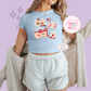 PRINTED TOYS VALENTINE - WOMENS CROPPED RIBBED BABY TEE 10029