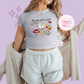 PRINTED LITERALLY JUST A GIRL - WOMENS CROPPED RIBBED BABY TEE 10001