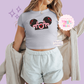 PRINTED PINK HEARTS HAT - EXCLUSIVE TO MoM - WOMENS CROPPED RIBBED BABY TEE 10004