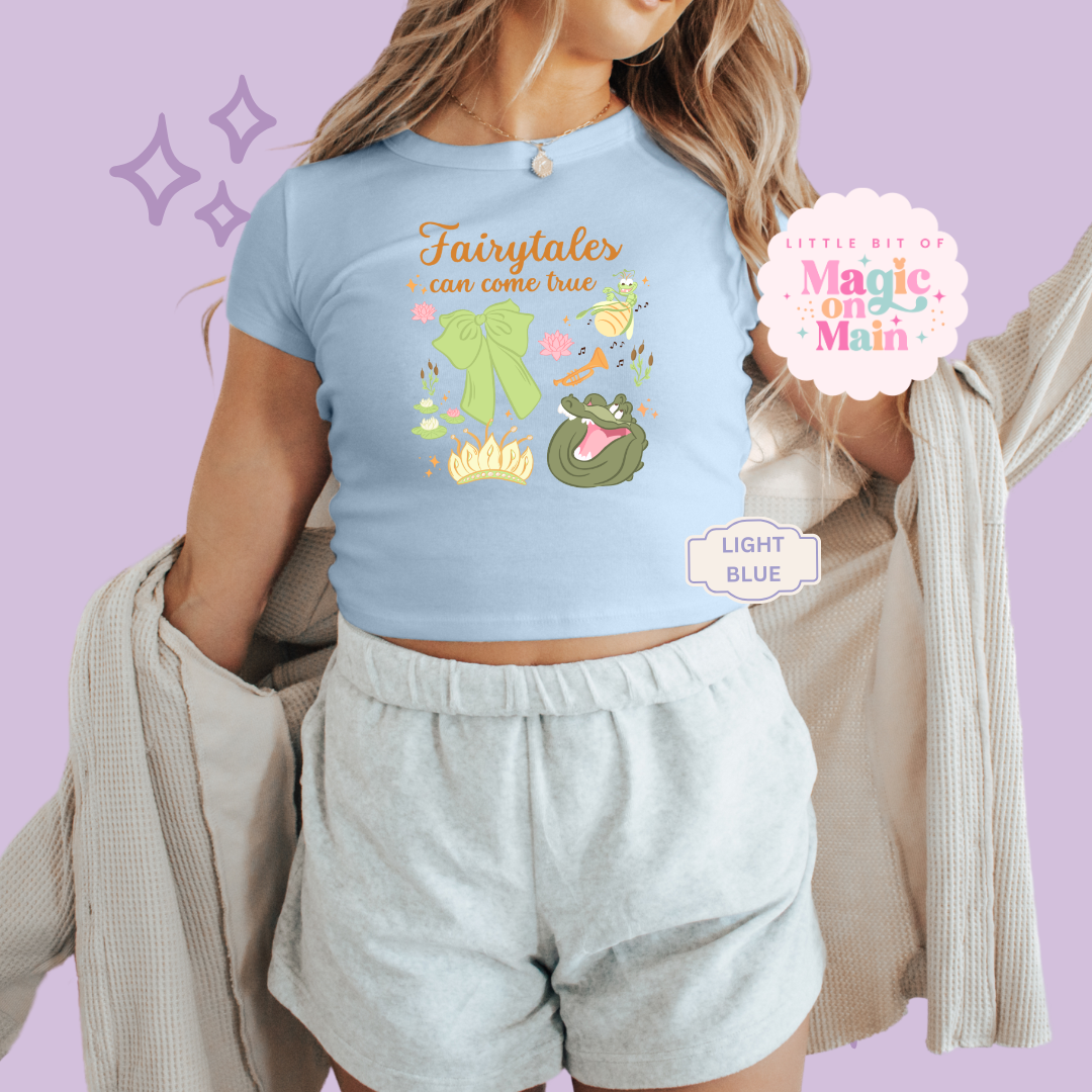 PRINTED FAIRYTALES CAN COME TRUE - EXCLUSIVE TO MoM - WOMENS CROPPED RIBBED BABY TEE 10054
