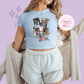 PRINTED BOOKS - WOMENS CROPPED RIBBED BABY TEE 10046