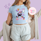 PRINTED GHOULY HALLOWEEN - EXCLUSIVE TO MoM - WOMENS CROPPED RIBBED BABY TEE 10059