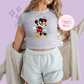 PRINTED VINTAGE KISSES - WOMENS CROPPED RIBBED BABY TEE 10009