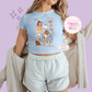 PRINTED BELLE - WOMENS CROPPED RIBBED BABY TEE 10044