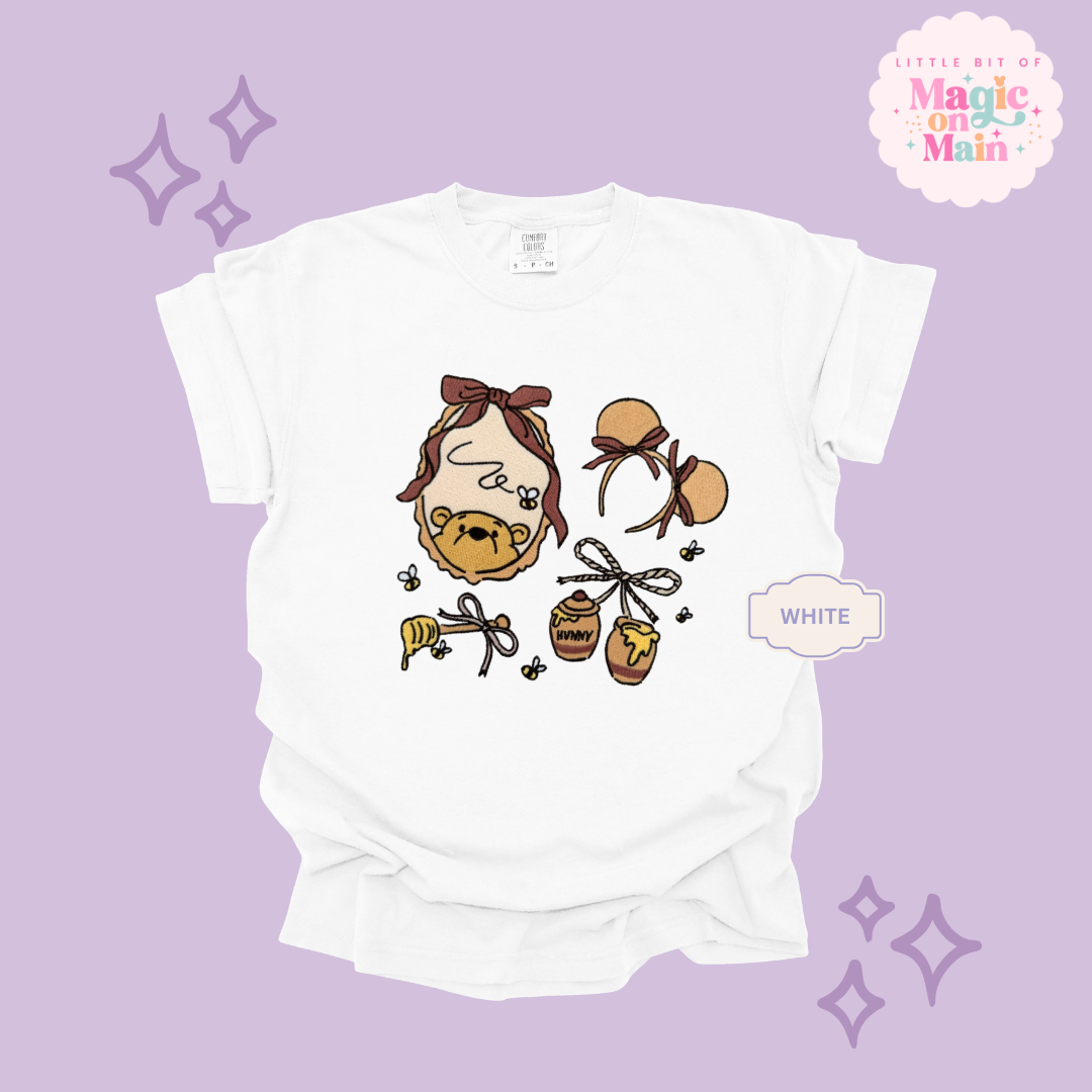 EMBROIDERED WINNIE THE POOH COQUETTE - ADULT T-SHIRT