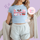 PRINTED MEET ME ON MAIN STREET - EXCLUSIVE TO MoM - WOMENS CROPPED RIBBED BABY TEE 10005