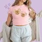 PRINTED GINGERBREAD - EXCLUSIVE TO MoM - WOMENS CROPPED RIBBED BABY TEE