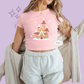 PRINTED GINGERBREAD CASTLE- EXCLUSIVE TO MoM - WOMENS CROPPED RIBBED BABY TEE