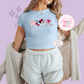 PRINTED HUGS AND KISSES - WOMENS CROPPED RIBBED BABY TEE 10007