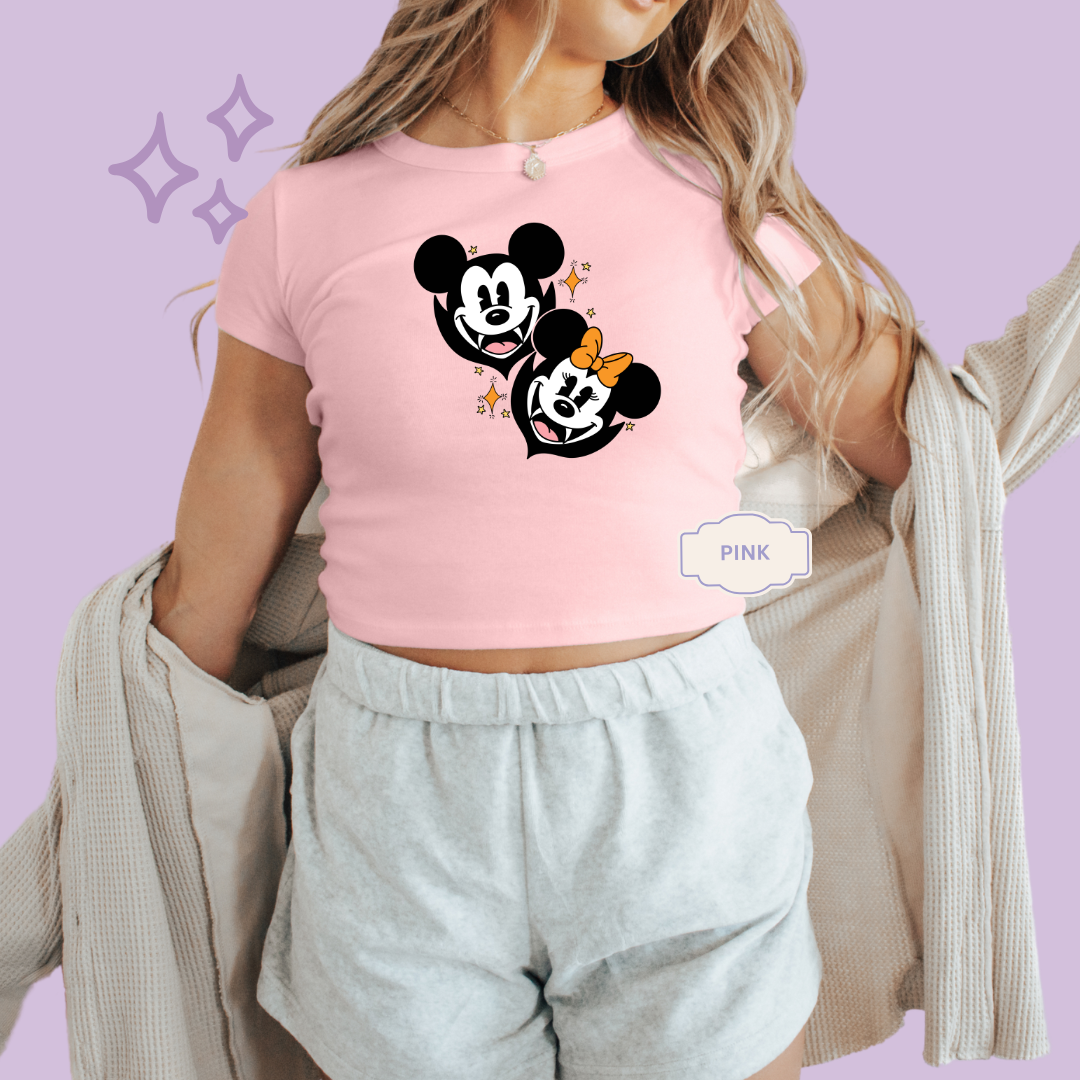 PRINTED VAMPIRES - EXCLUSIVE TO MoM - WOMENS CROPPED RIBBED BABY TEE