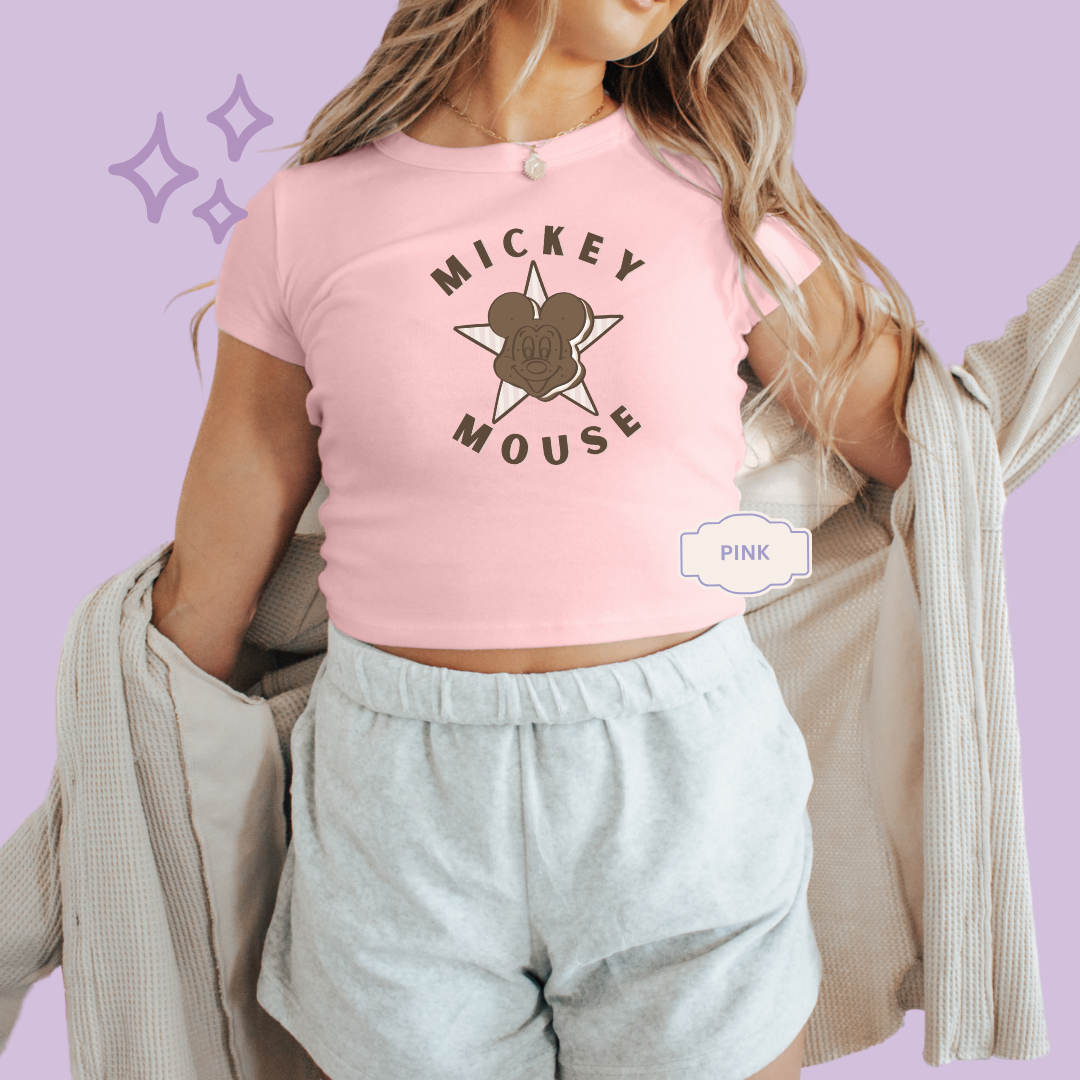 PRINTED MCKY SNACKS - EXCLUSIVE TO MoM - WOMENS CROPPED RIBBED BABY TEE 10062