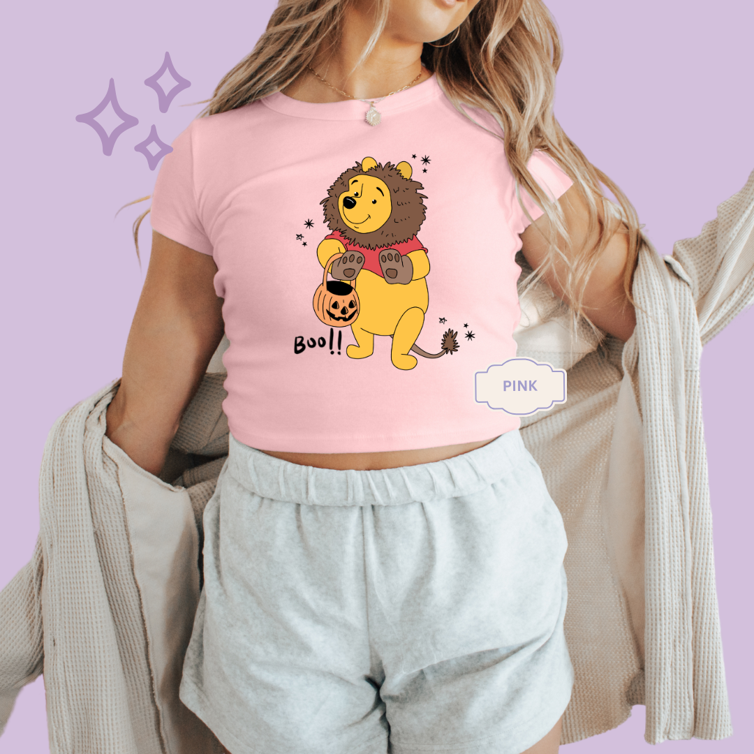 PRINTED BEARY SCARY - EXCLUSIVE TO MoM - WOMENS CROPPED RIBBED BABY TEE