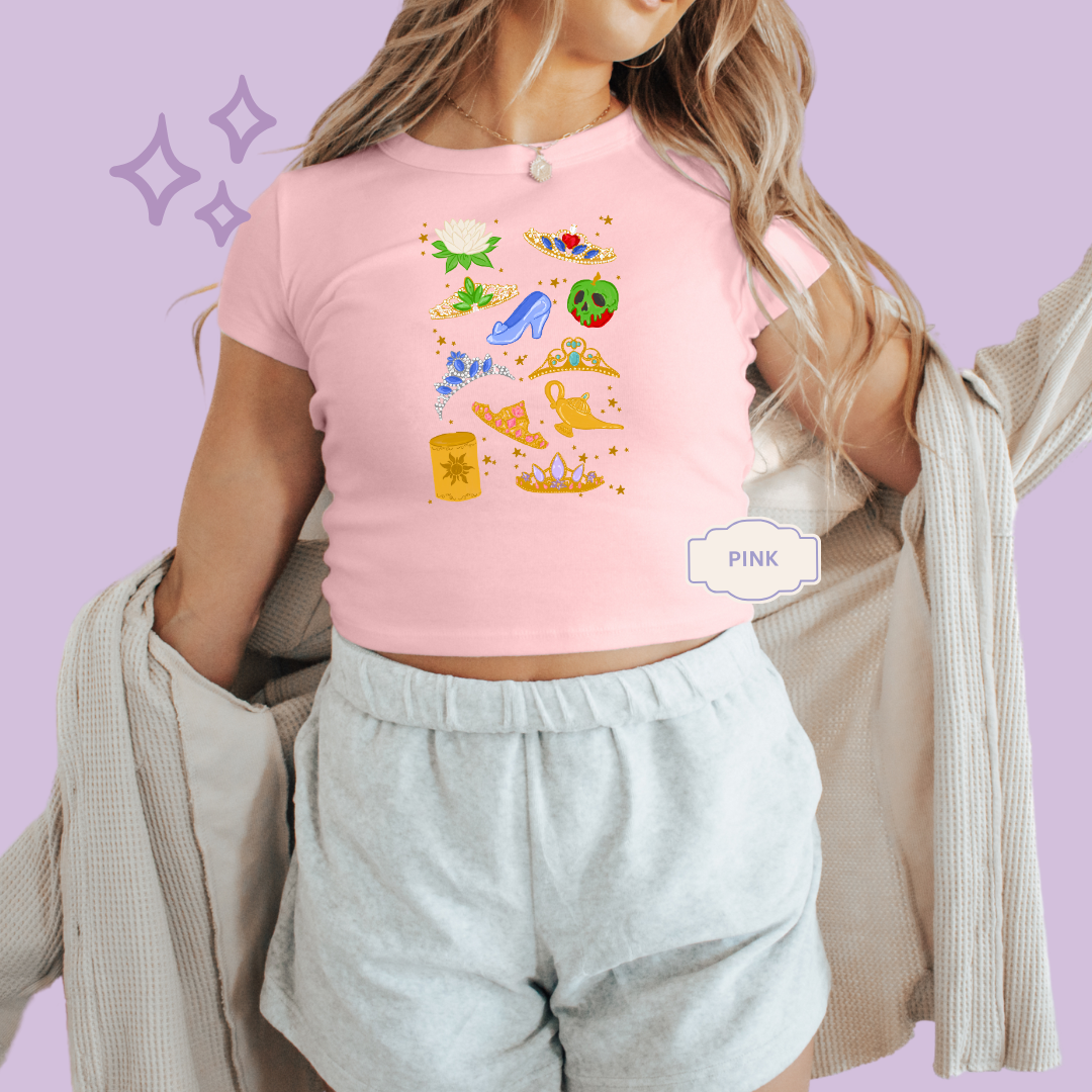 PRINTED PRINCESS ELEMENTS - WOMENS CROPPED RIBBED BABY TEE 10050