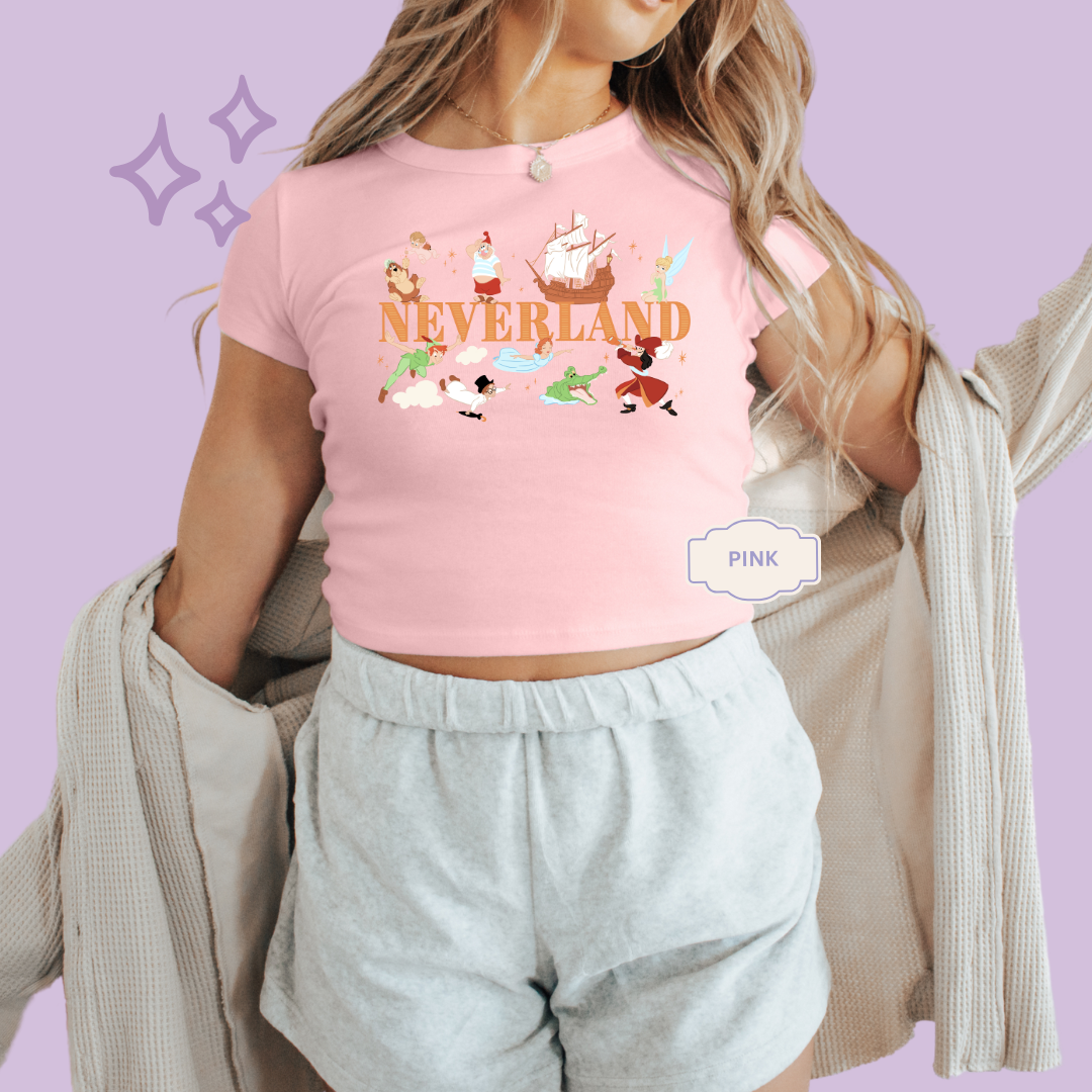 PRINTED NEVERLAND - EXCLUSIVE TO MoM - WOMENS CROPPED RIBBED BABY TEE 10049