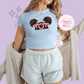 PRINTED PINK HEARTS HAT - EXCLUSIVE TO MoM - WOMENS CROPPED RIBBED BABY TEE 10004