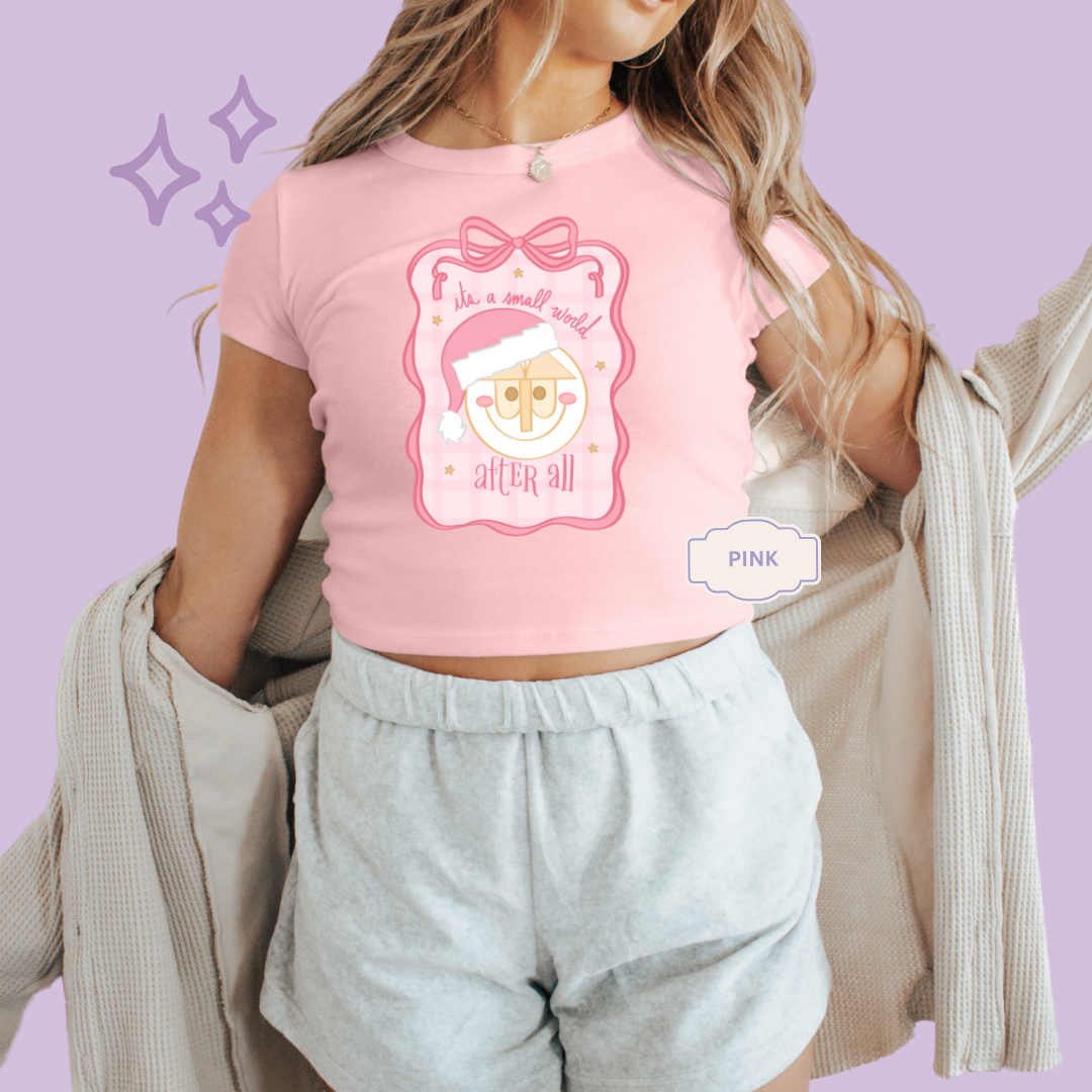 PRINTED SML WORLD COQUETTE - EXCLUSIVE TO MoM - WOMENS CROPPED RIBBED BABY TEE