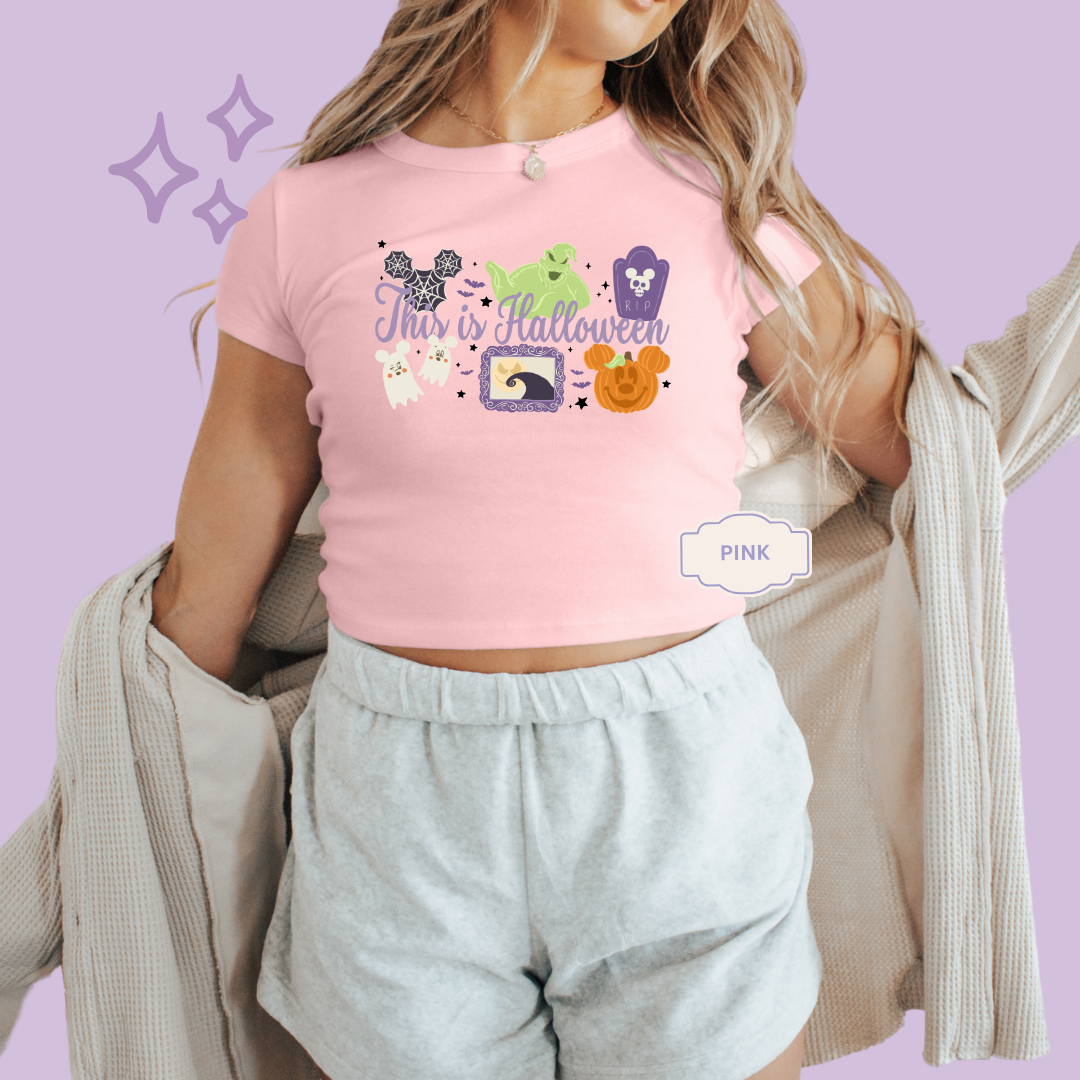 PRINTED THIS IS HALLOWEEN - EXCLUSIVE TO MoM - WOMENS CROPPED RIBBED BABY TEE