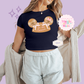 PRINTED GINGERBREAD HOLIDAY HAT - EXCLUSIVE TO MoM - WOMENS CROPPED RIBBED BABY TEE