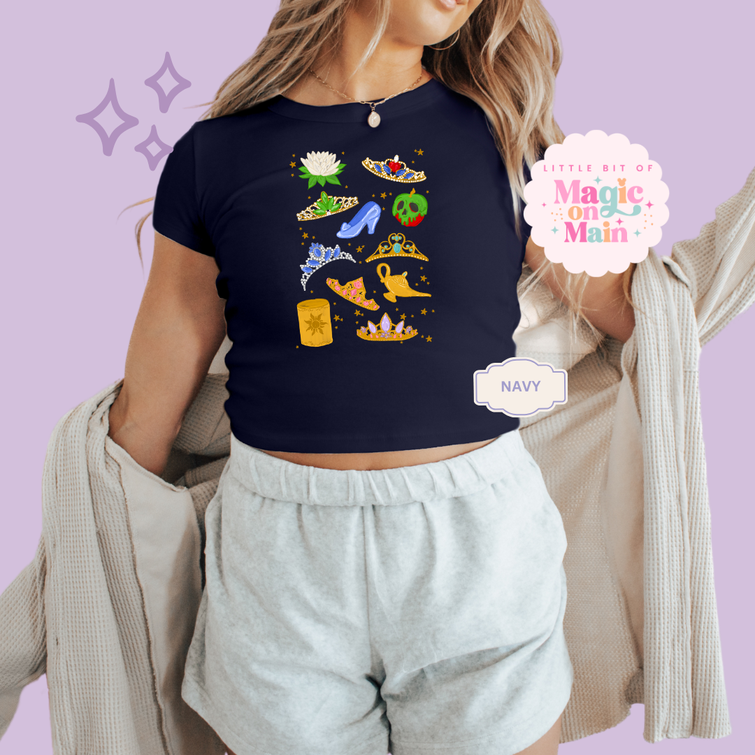 PRINTED PRINCESS ELEMENTS - WOMENS CROPPED RIBBED BABY TEE 10050