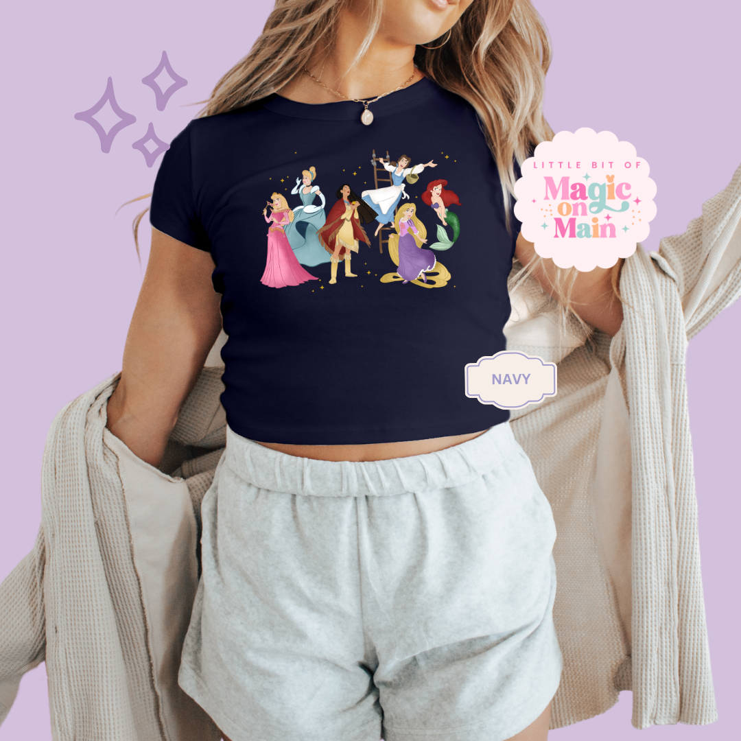 PRINTED PRINCESSES - WOMENS CROPPED RIBBED BABY TEE 10047