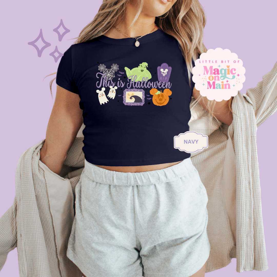 PRINTED THIS IS HALLOWEEN - EXCLUSIVE TO MoM - WOMENS CROPPED RIBBED BABY TEE