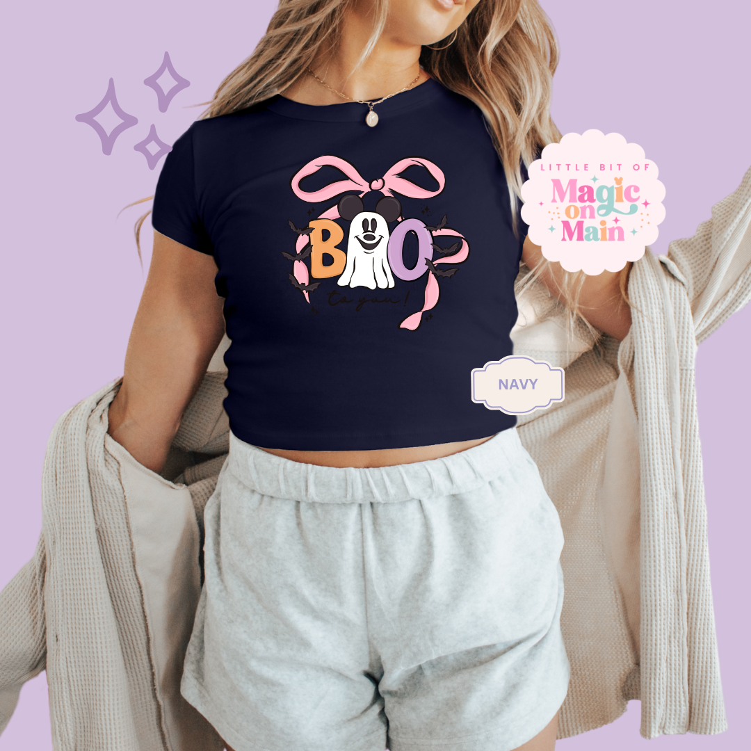 PRINTED - EXCLUSIVE TO MoM - WOMENS CROPPED RIBBED BABY TEE