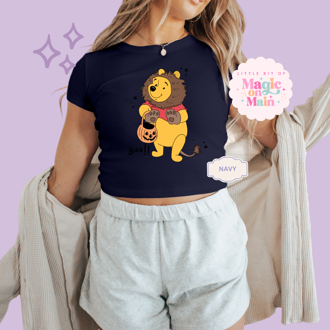PRINTED BEARY SCARY - EXCLUSIVE TO MoM - WOMENS CROPPED RIBBED BABY TEE
