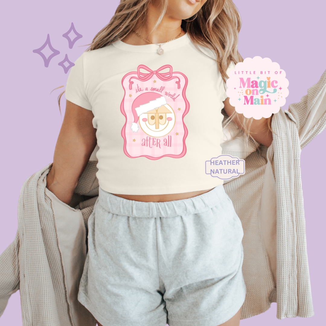 PRINTED SML WORLD COQUETTE - EXCLUSIVE TO MoM - WOMENS CROPPED RIBBED BABY TEE