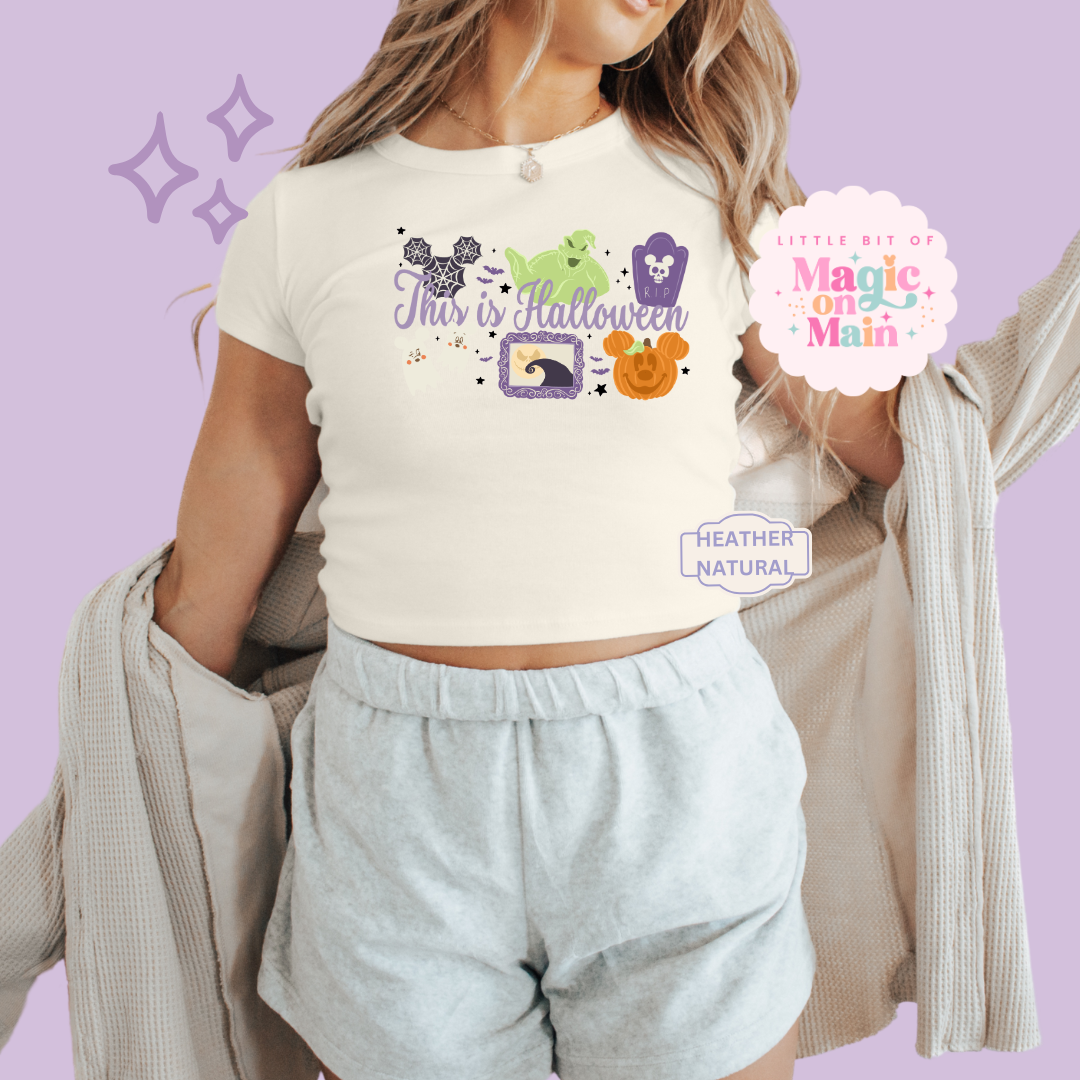 PRINTED THIS IS HALLOWEEN - EXCLUSIVE TO MoM - WOMENS CROPPED RIBBED BABY TEE