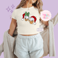 PRINTED MERRY DNLD DAISY - EXCLUSIVE TO MoM - WOMENS CROPPED RIBBED BABY TEE