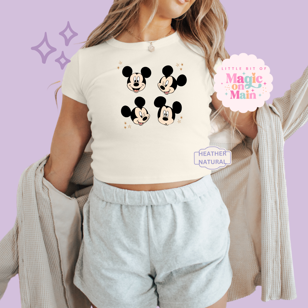 PRINTED MCKY STARS - WOMENS CROPPED RIBBED BABY TEE 10037