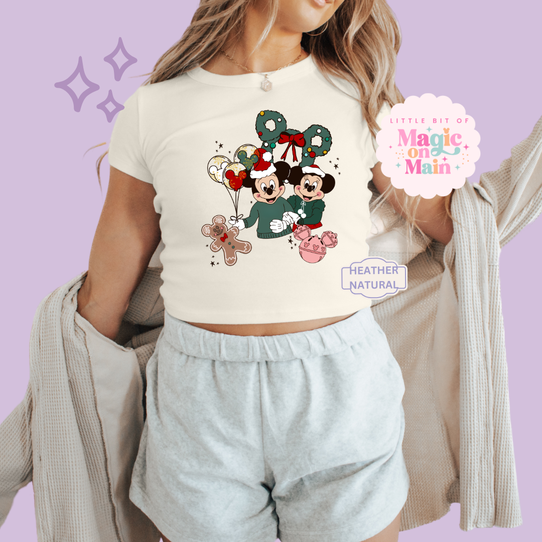 PRINTED WINTER MAGIC - EXCLUSIVE TO MoM - WOMENS CROPPED RIBBED BABY TEE