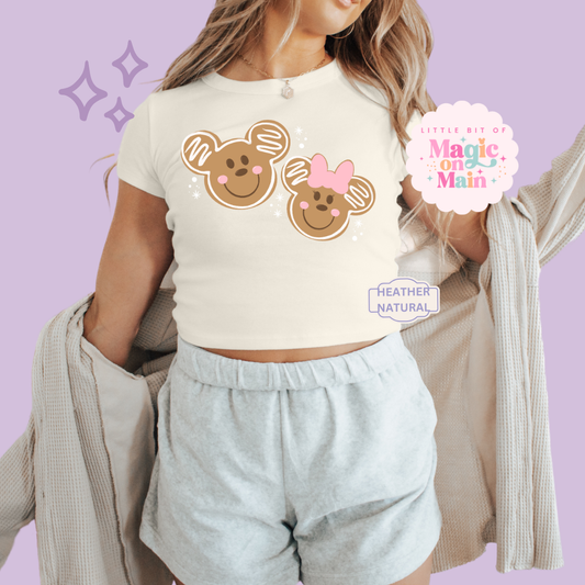 PRINTED GINGERBREAD - EXCLUSIVE TO MoM - WOMENS CROPPED RIBBED BABY TEE