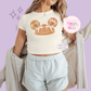 PRINTED GINGERBREAD HOLIDAY HAT - EXCLUSIVE TO MoM - WOMENS CROPPED RIBBED BABY TEE