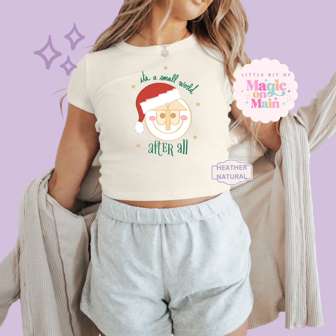 PRINTED SML WORLD - EXCLUSIVE TO MoM - WOMENS CROPPED RIBBED BABY TEE