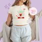 PRINTED ALIEN HEARTS - WOMENS CROPPED RIBBED BABY TEE 10027