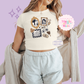 PRINTED NEUTRAL MCKY - WOMENS CROPPED RIBBED BABY TEE 10039