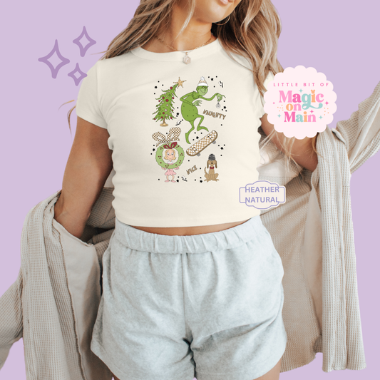 PRINTED MAX AND FRIENDS - EXCLUSIVE TO MoM - WOMENS CROPPED RIBBED BABY TEE