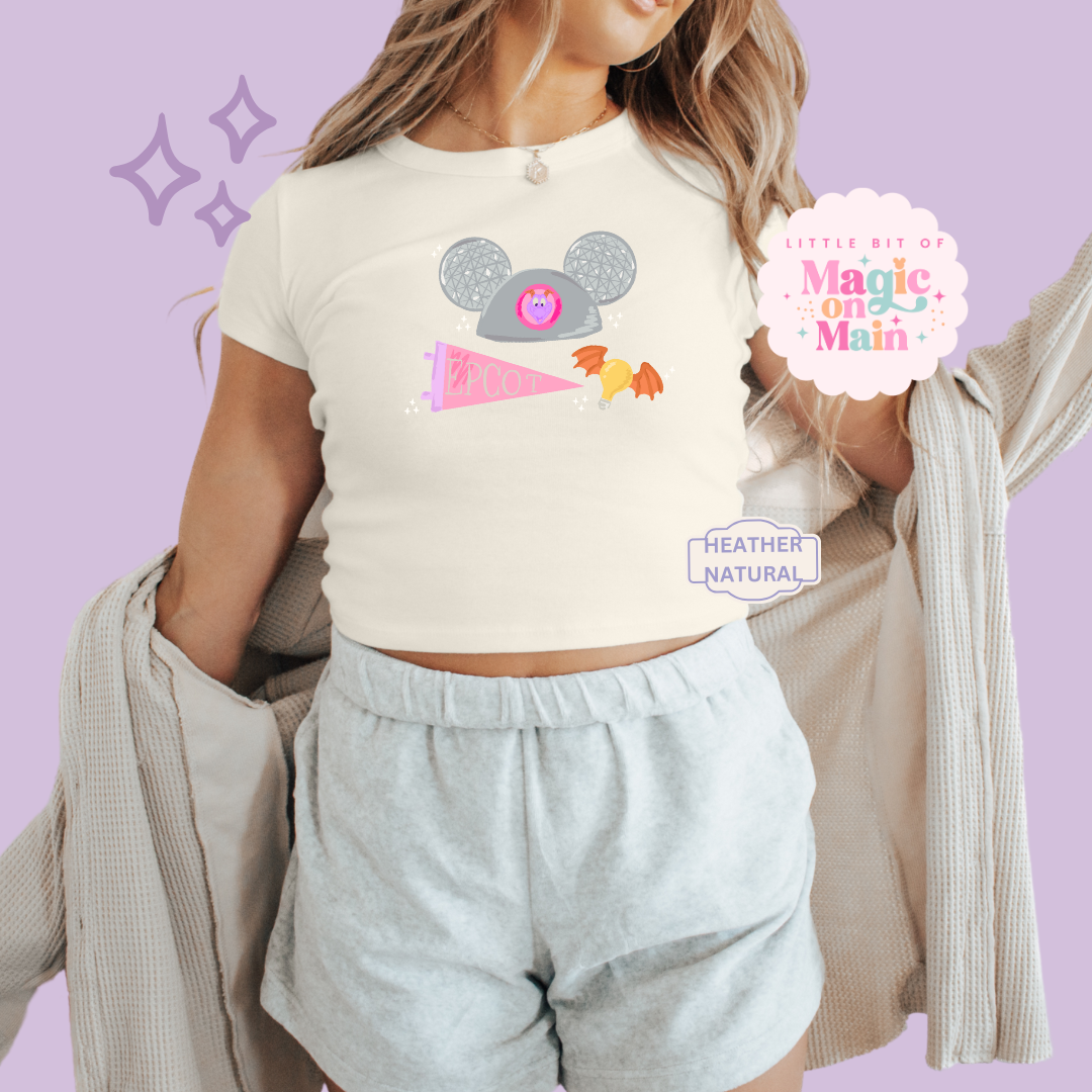 PRINTED EPCOT GIRLIE - EXCLUSIVE TO MoM - WOMENS CROPPED RIBBED BABY TEE 10042