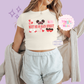 PRINTED MEET ME ON MAIN STREET - EXCLUSIVE TO MoM - WOMENS CROPPED RIBBED BABY TEE 10005