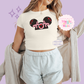 PRINTED PINK HEARTS HAT - EXCLUSIVE TO MoM - WOMENS CROPPED RIBBED BABY TEE 10004