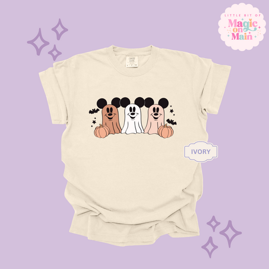 PRINTED 3 MICKEY GHOSTS  - ADULT T-SHIRT