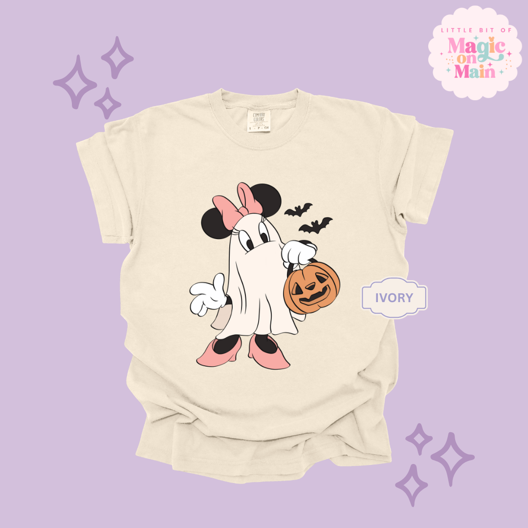 PRINTED GHOST MINNIE - ADULT T-SHIRT