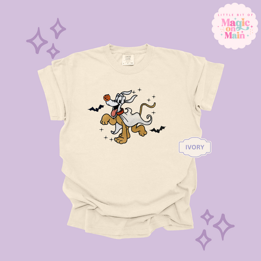 EMBROIDERED GHOST PLUTO - ADULT T-SHIRT